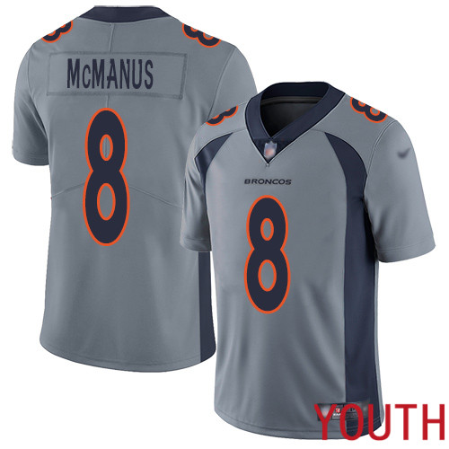 Youth Denver Broncos #8 Brandon McManus Limited Silver Inverted Legend Football NFL Jersey->youth nfl jersey->Youth Jersey